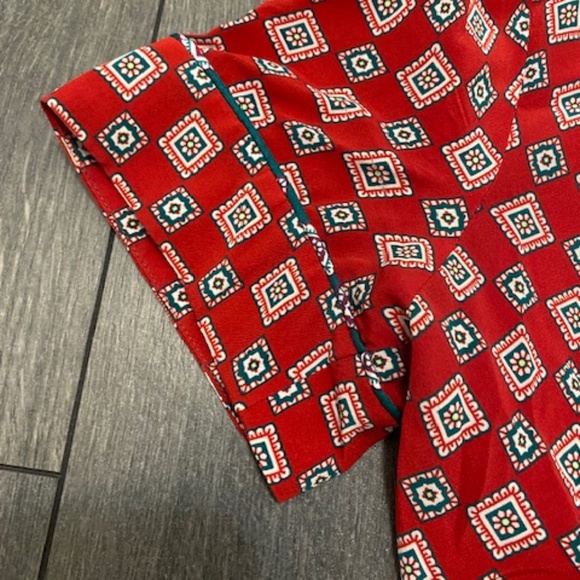 Sandro Red Geometric Print Silk Mini Dress Size 4 - Picture 7 of 15